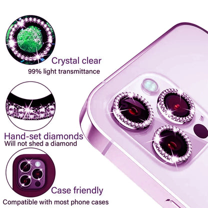 9D Diamond Lens Protector For iPhone 17 Pro Max Air Camera Tempered Glass Compatible with iPhone 14 15 16 Pro Max Ring Cover Cas