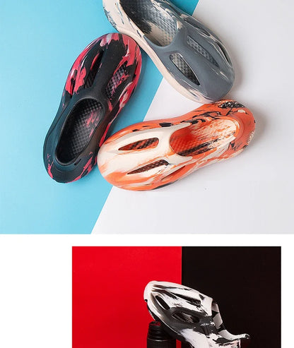 Irregular colors Unisex Beach Sandals EVA Hollow Garden Shoes Tie-dyed Designer Hole Slippers Sneakers  Slip On Foam Runner