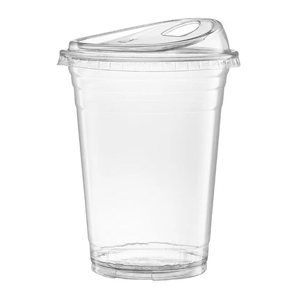 10-Pack Disposable Clear Plastic Coffee Cups with Lids - Food-Grade Leak-Resistant for Hot/Cold Drinks Home Office Parties