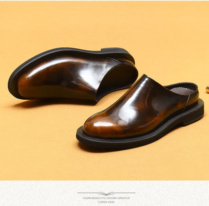 Luxury Men's Slippers Genuine Leather Loafers Men Moccasins Casual Non-slip Man Shoes Italian Summer Fashion Half Shoes for Men
