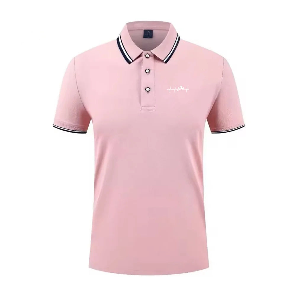 Summer men's 100% polyester fashion Milan print casual knight stripe lapel short-sleeved shirt polo shirt top