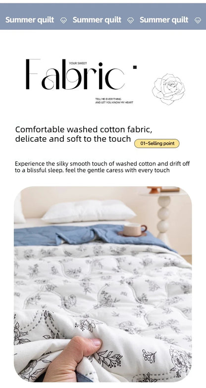 Washed cotton summer quilt skin-friendly grinding summer cool quilt printing student dormitory air conditioner quilt edredones colchas para niñas