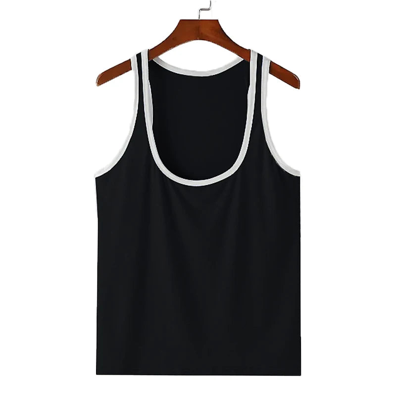 Summer Men's Skinny Gym Tank Tops Leisure Popular Sleeveless Sportwear Fashion Well Fitting Patchwork Bodybuilding Vest S-2XL