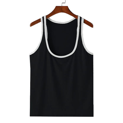 Summer Men's Skinny Gym Tank Tops Leisure Popular Sleeveless Sportwear Fashion Well Fitting Patchwork Bodybuilding Vest S-2XL