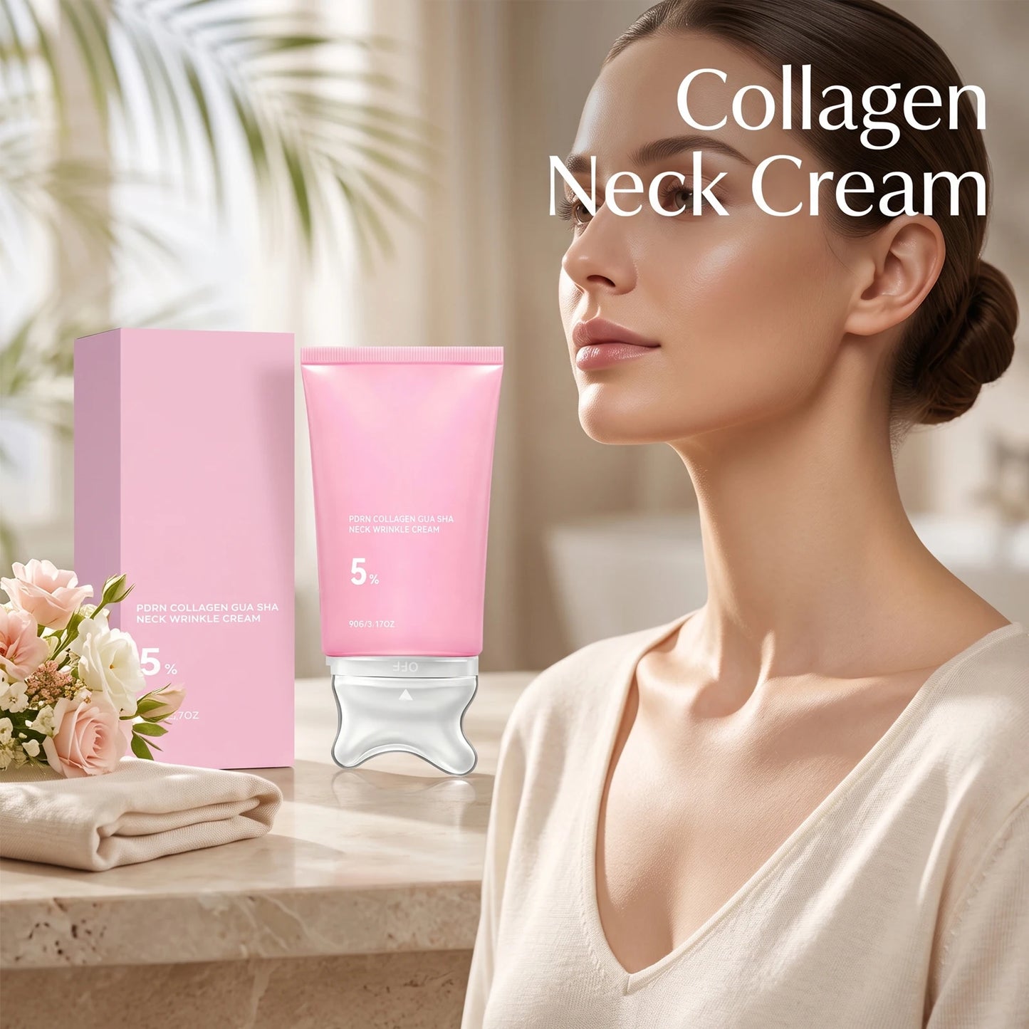 5% PDRN Collagen Neck Cream Firming Lifting Smoothing Neck Fine Lines Hydrating Restores Elasticity Improve Dryness Skin Care