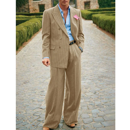 Men's Striped Suit Two Piece Suit Elegant Fashion Suit Casual Fashion Work Wear Party Dress Men's Commuter Wear Men's Clothing