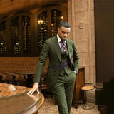 Men's Olive Green Three-Piece Suit — product image