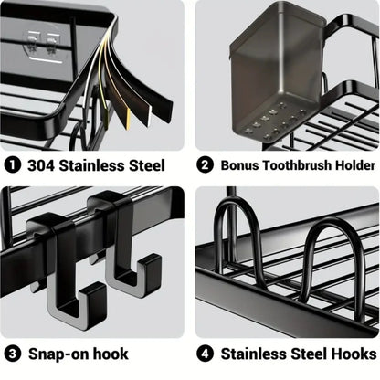 No Drilling Stainless Steel Triangle Double Layer Shelf for Bathroom Balcony Kitchen Corner Storage Space Saving Durable Design