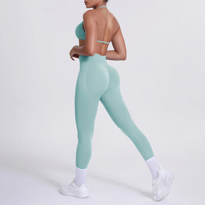 Women 2pcs Patchwork Sport Yoga Suit Training Sleeveless Sport Gym Tops Tummy Control Slimming Booty Leggings Yoga Suit Sports