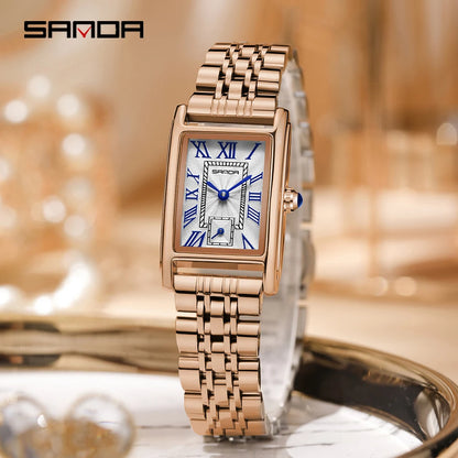 SANDA Top Fashion 1116 Women's Watch Elegant Design Rectangular Dial Waterproof Quartz Movement Business Women's Quartz Watch