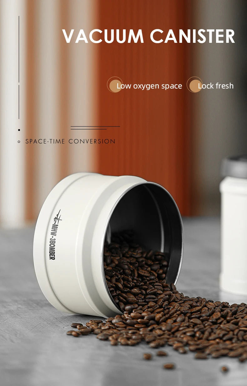 MHW-3BOMBER Manual Vacuum Airtight Canister Chic Coffee Bean Tea Storage Container Professional Home Kitchen Barista Accessories