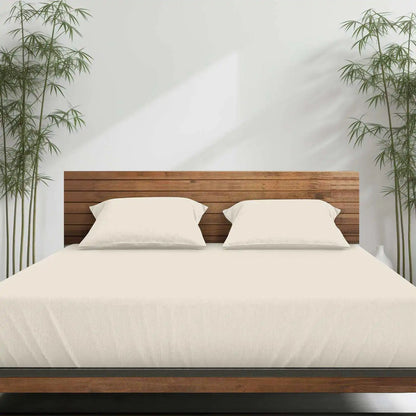 Emircey 3Pcs Bamboo Fitted Sheet Set Cooling Breathable Bedding Silky Soft Mattress Cover with 2 Pillowcases Deep Pocket Bottom Sheet for Home Bedroom Dorm Spring Summer Sleep Gift