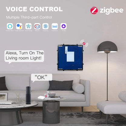 BSEED Zigbee Smart Switch 1/2/3Gang Sensor Switch Function Part Only Alexa Tuya Smart Home Control App 1/2/3Way No Neutral Wire