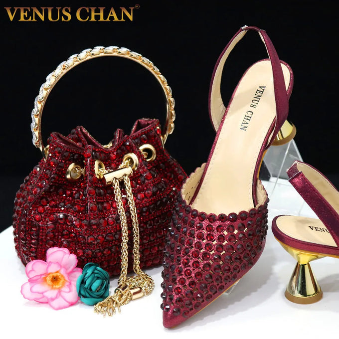 Wine-Colored Heels & Matching Bag Set — product image