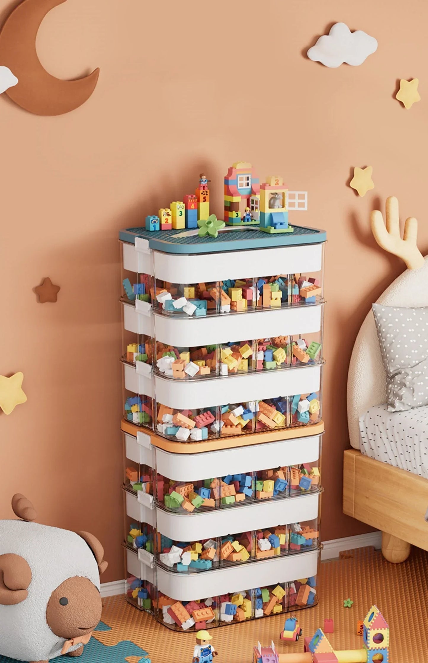 Plastic Storage Box For Lego Children Jigsaw Puzzle Building Block Container Classification Part Sort Box Kidroom Toy Organizer