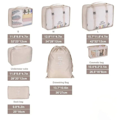 7Pcs Folding Travel Organizer Storage Bags Wardrobe Cube Suitcase Packing Set Storages Luggage Clothes Shoe Box