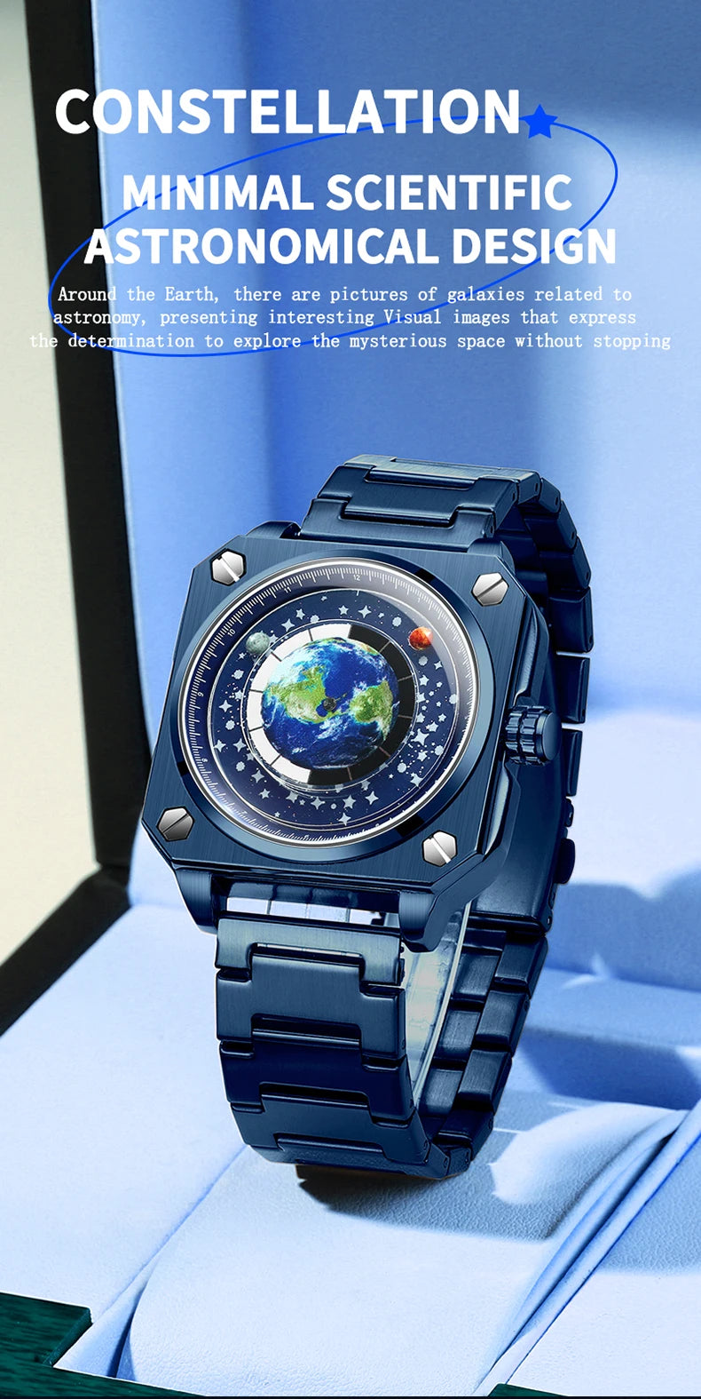 BINBOND Earth&Star Cool Quartz Wristwatches for Men Luminous Waterproof Precise Sports Men's Watch Durable Casual Reloj