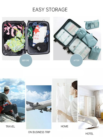 6/8Pcs Set Travel Bag Organizer Clothes Luggage Travel Organizer Blanket Shoes Organizers Bag Suitcase Pouch Packing Cubes