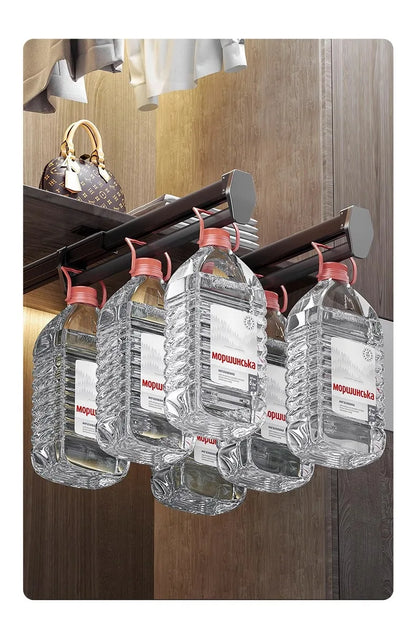 Multifunctional Wardrobe Trouser Hanger with Built-In Telescopic Pants Storage Pull-Out Clothes Rail Shelf Wardrobe Organizer