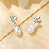 Oxtao Leaf & Pearl-Detail Drop Earrings — view 5