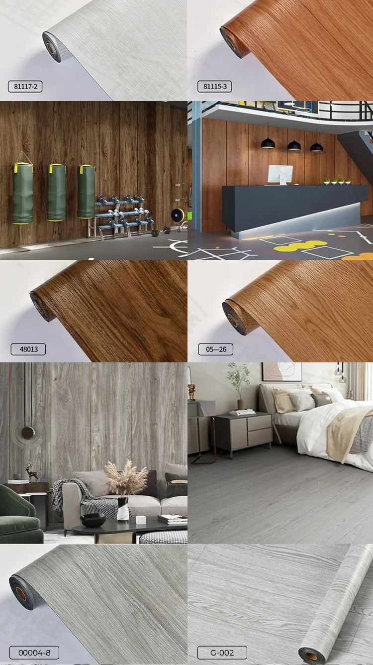 2 Rolls Self-Adhesive Wall and Floor Sticker Peel and Stick 15.75x118.11inch Wood Grain and Marble Design Wallpaper Sticker