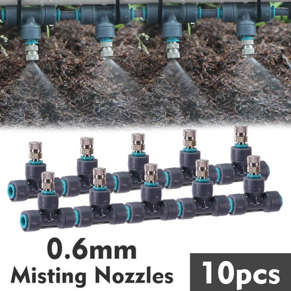1/4″ 4/6mm 60W Self-priming Pump Misting Cooling System 0.6mm Atomizer Sprayer Slip Lock Nozzle Joint Outdoor Garden Irrigation