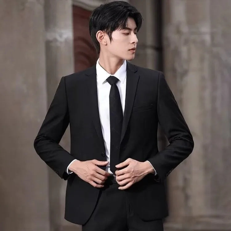Four Piece Men's Suit Set Business Casual Professional Formal Slim Fit With Tie Included Handsome Style