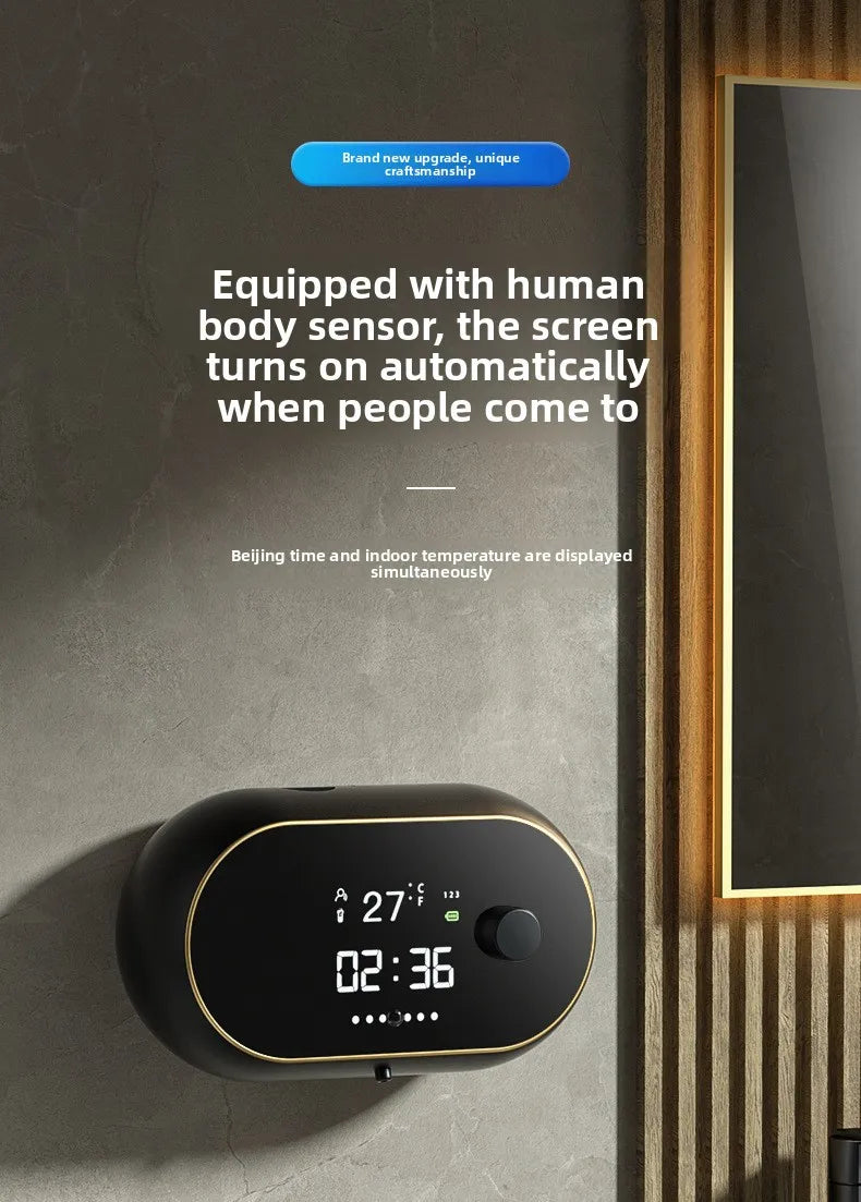 Rechargeable 400ml Automatic Foaming Soap Dispenser Wall Mounted Touchless Sensor Adjustable Foam LED Screen Bathroom Kitchen