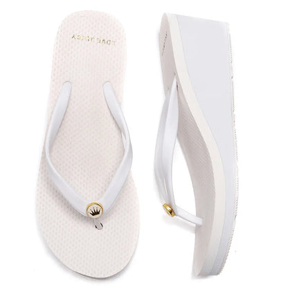33-43 Summer New 2025 Women Slope Heel Flip Flops For women Tall 6cm Anti Slip Thick Bottom Height Increasing Beach Sandals Sxey