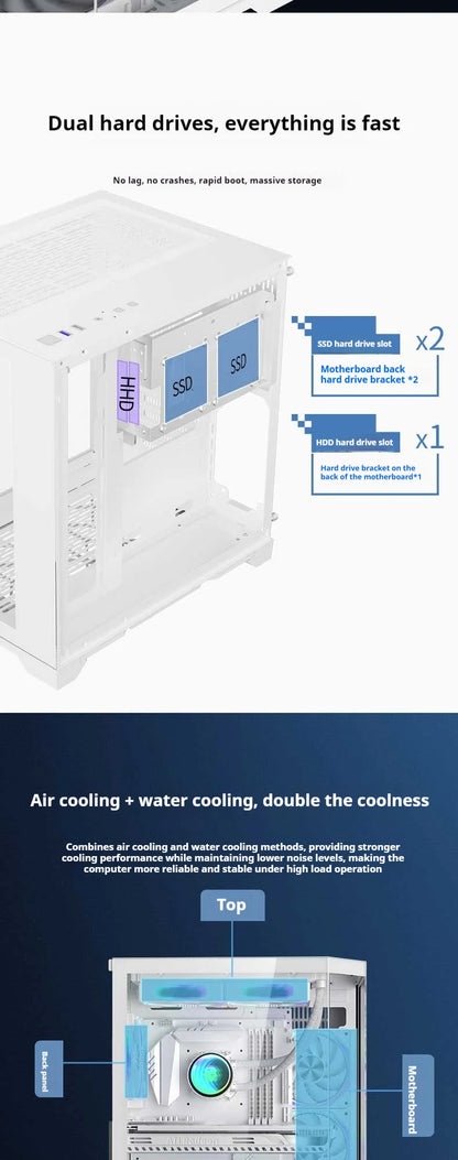 WJCOOLMAN Dreamer mini PC case M-ATX Three Sided Glass sea view room 240 water cooler Desktop computer case gabinetes gamer