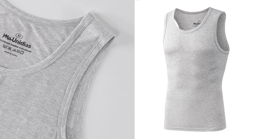2Pcs/Pack Men's Tank Top Sleeveless Gym T-Shirt Man Vest Solid Color Compression Undershirts Men Tops High-Quality Bamboo Fiber