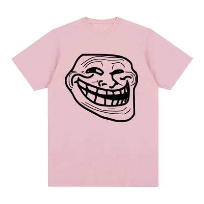 Short Sleeve Cotton T-shirts for Men and Women Funny Memes Retro Fashion Troll Face Angry Men Harajuku Streetwear