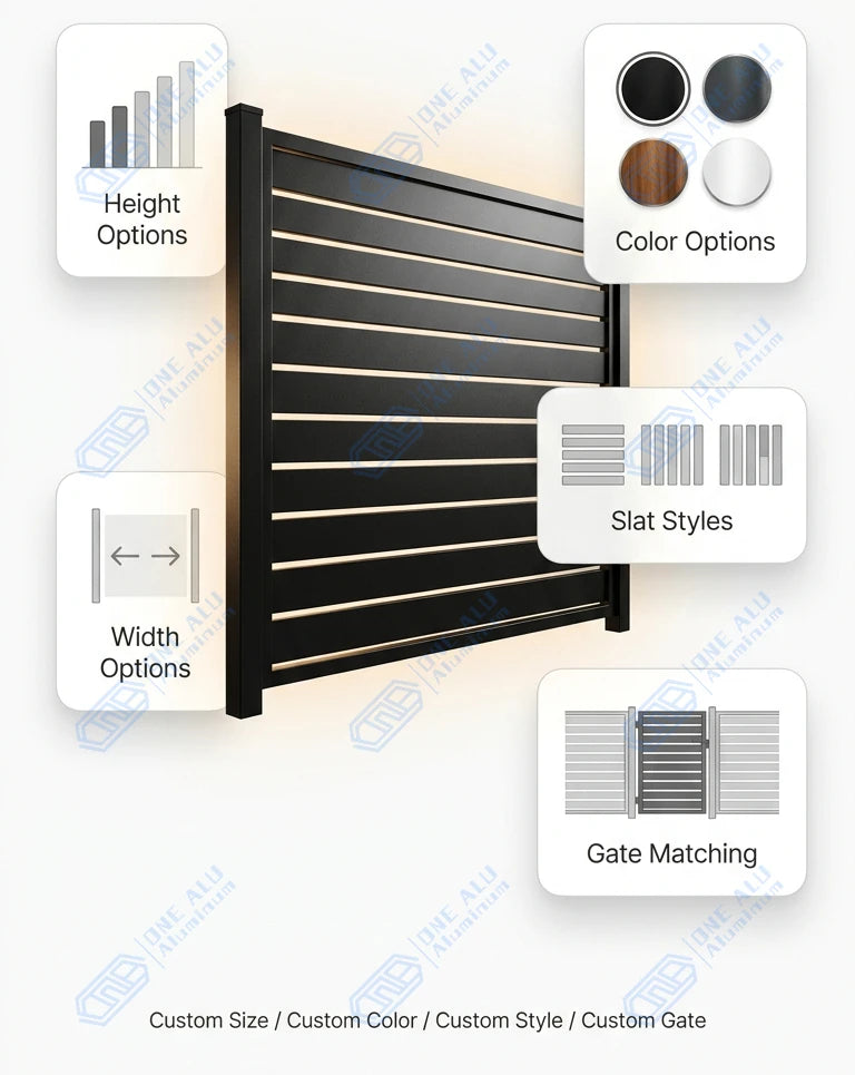 Modern Rustproof Aluminum Fence Slat Fence Panel Powder Coated Privacy Fence For Outdoor Yard Easy Installation Durable Design