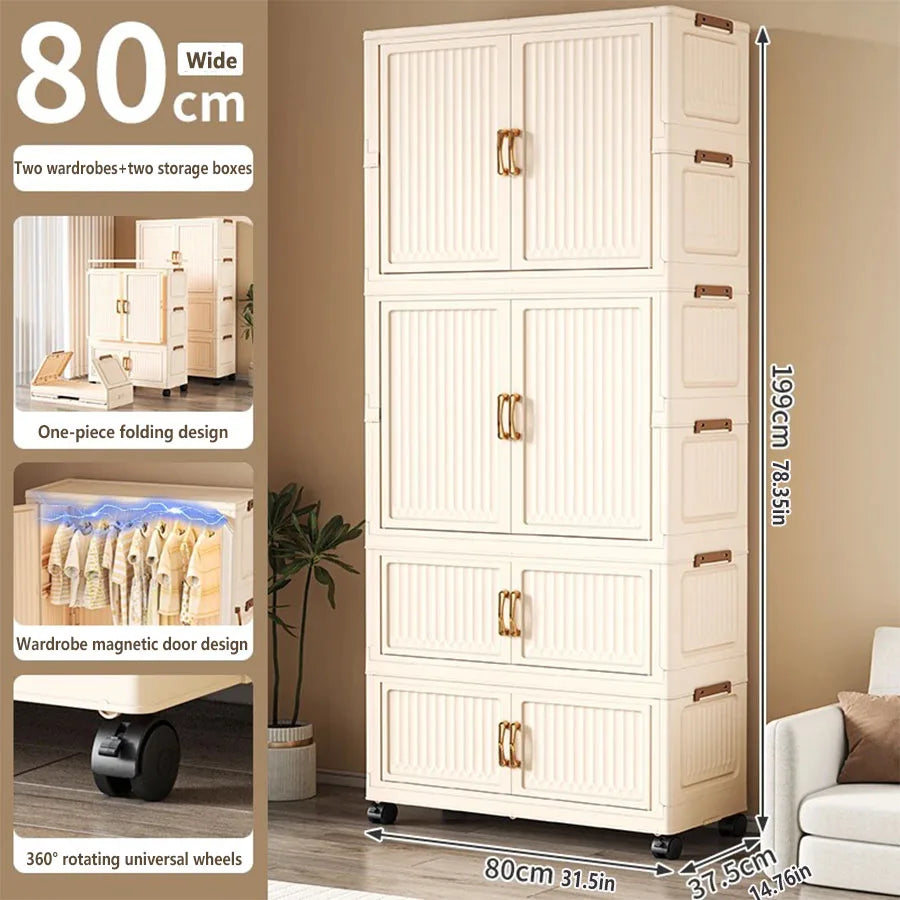 Large Capacity Dustproof Wardrobe Sundries Cabinet Multifunction Folding Storage Cabinet Locker Closet Organizer
