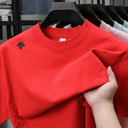 High end sports men's round neck short sleeved T-shirt brand embroidered top summer new 100% cotton comfortable casual T-shirt