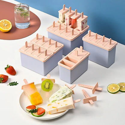 Popsicle/Sorbet Mold Food Grade Household Popsicle Making Frozen Ice Box Abrasive Tools with Lid Homemade Ice Cream Artifact