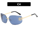 Riveted Rimless Rectangle Sunglasses