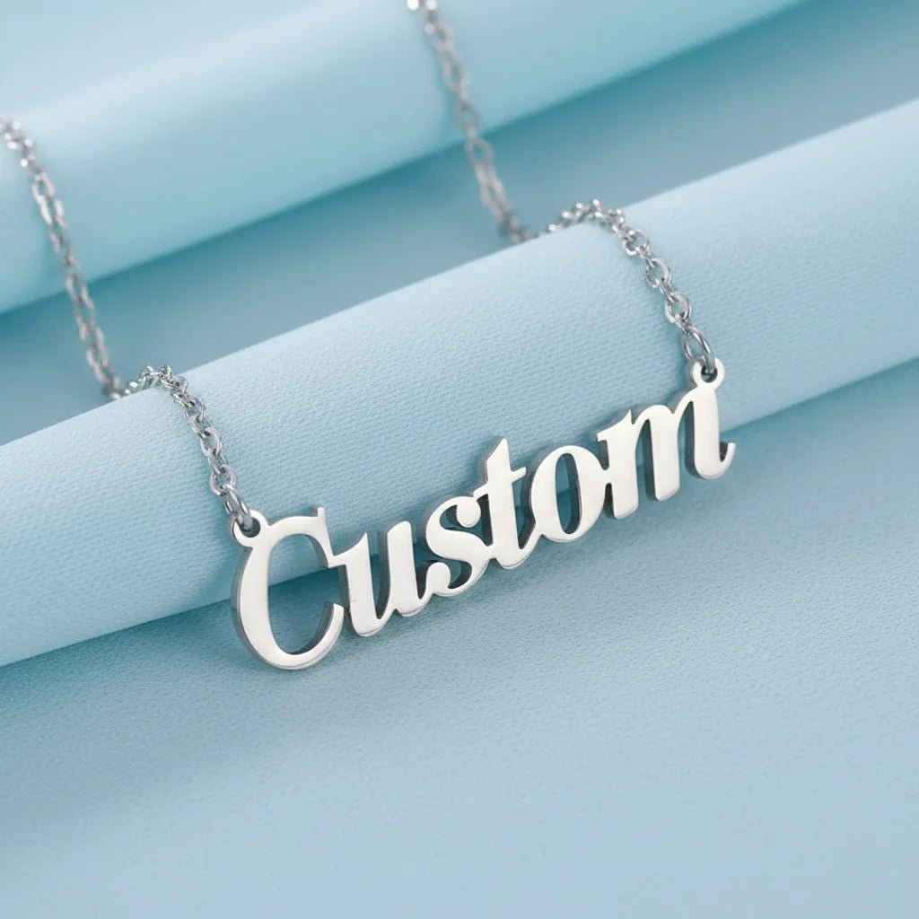 Custom Simple Design Name Necklace for Men Women Personalized Stainless Steel 18K Gold Plated Letters Pendant Necklace Choker
