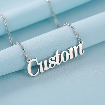 Custom Simple Design Name Necklace for Men Women Personalized Stainless Steel 18K Gold Plated Letters Pendant Necklace Choker