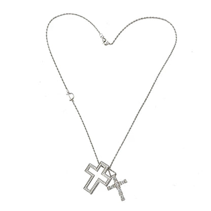 ANDYWEN 925 Sterling Silve Big Double Cross Pendant Long Chain Neckalce 2021 Korea Women High Quality D Twist Chain Jewelry Gift
