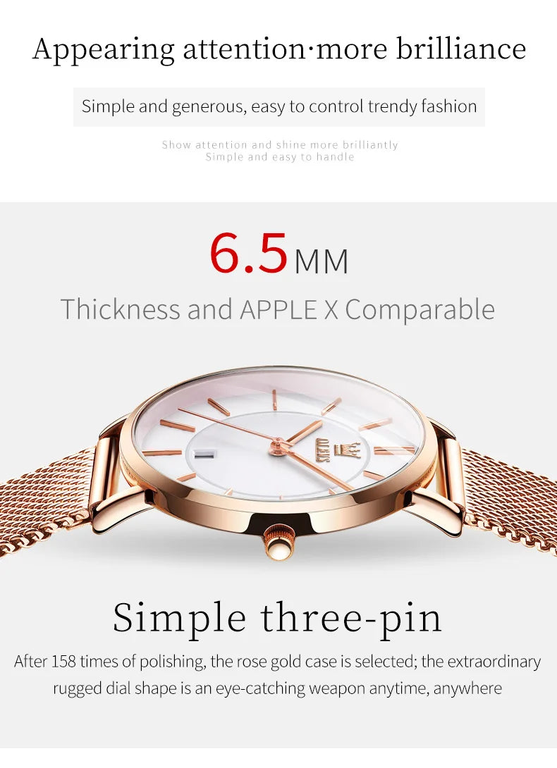 OLEVS Watches For Women Quartz Waterproof Watch Luxury Lady's Watch Stainless Steel Rose Gold Set Gift Box