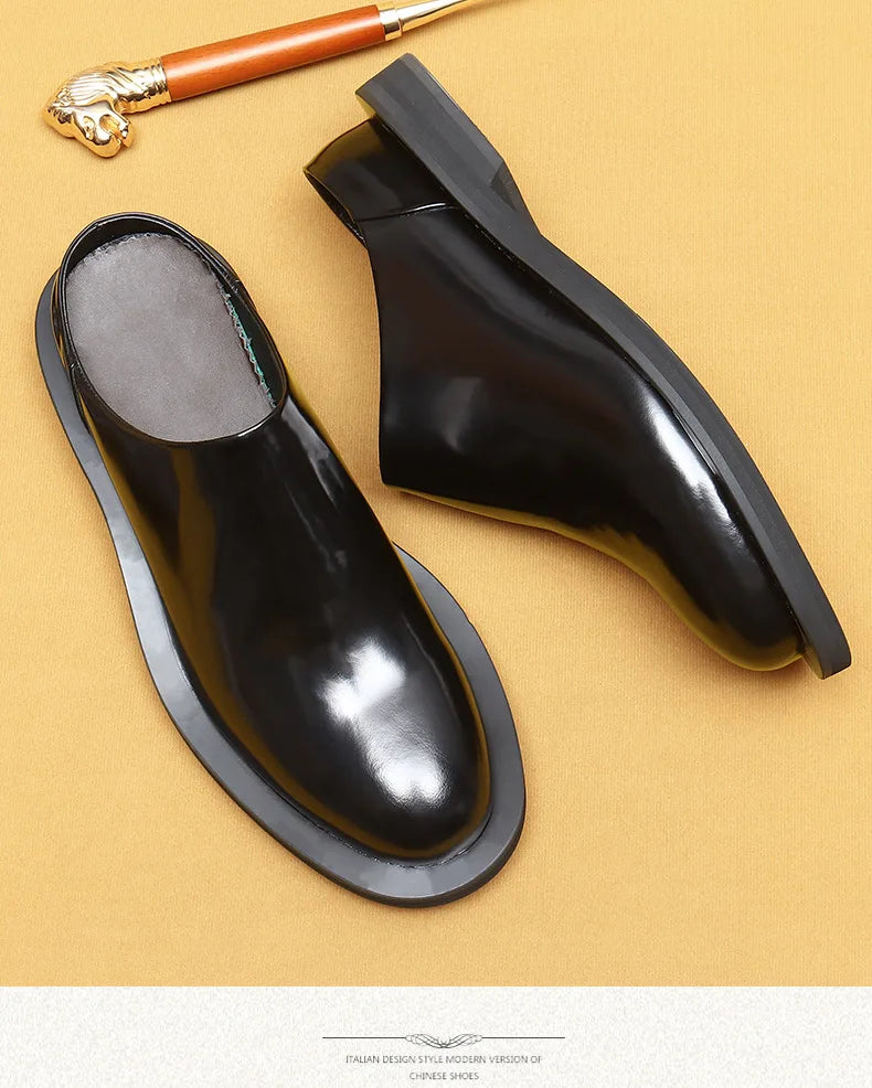 Luxury Men's Slippers Genuine Leather Loafers Men Moccasins Casual Non-slip Man Shoes Italian Summer Fashion Half Shoes for Men