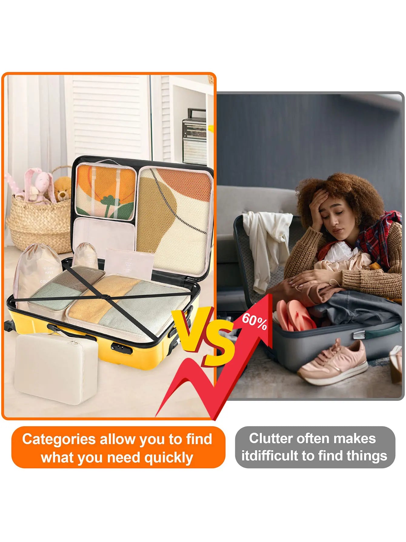 7Pcs Folding Travel Organizer Storage Bags Wardrobe Cube Suitcase Packing Set Storages Luggage Clothes Shoe Box