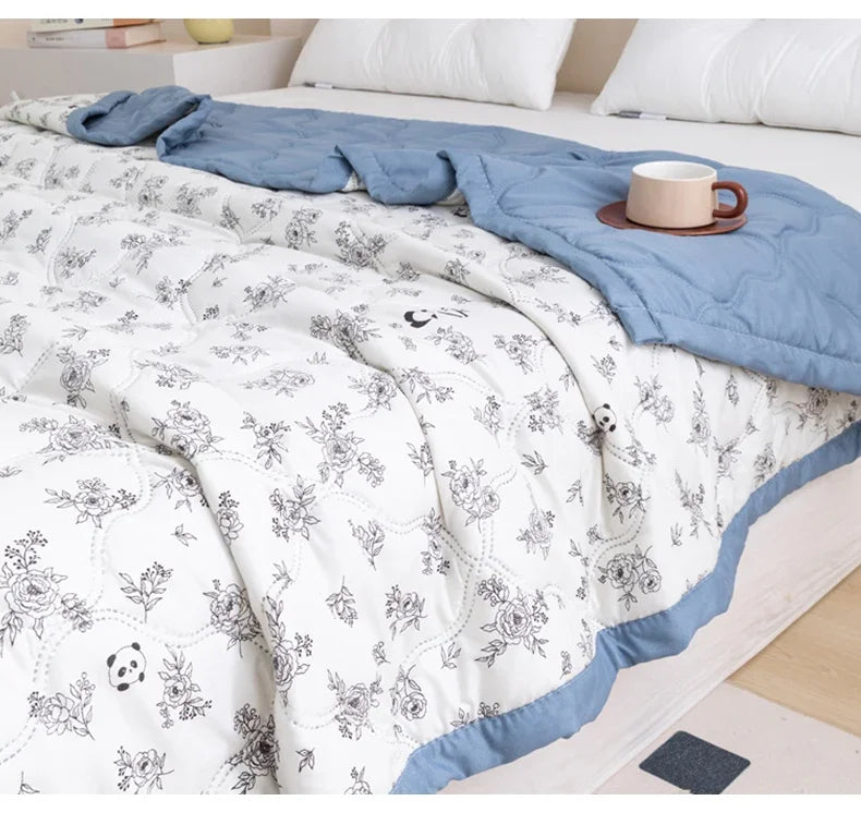 Washed cotton summer quilt skin-friendly grinding summer cool quilt printing student dormitory air conditioner quilt edredones colchas para niñas