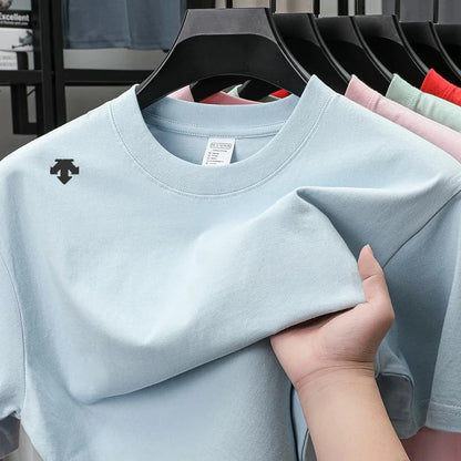 High end sports men's round neck short sleeved T-shirt brand embroidered top summer new 100% cotton comfortable casual T-shirt