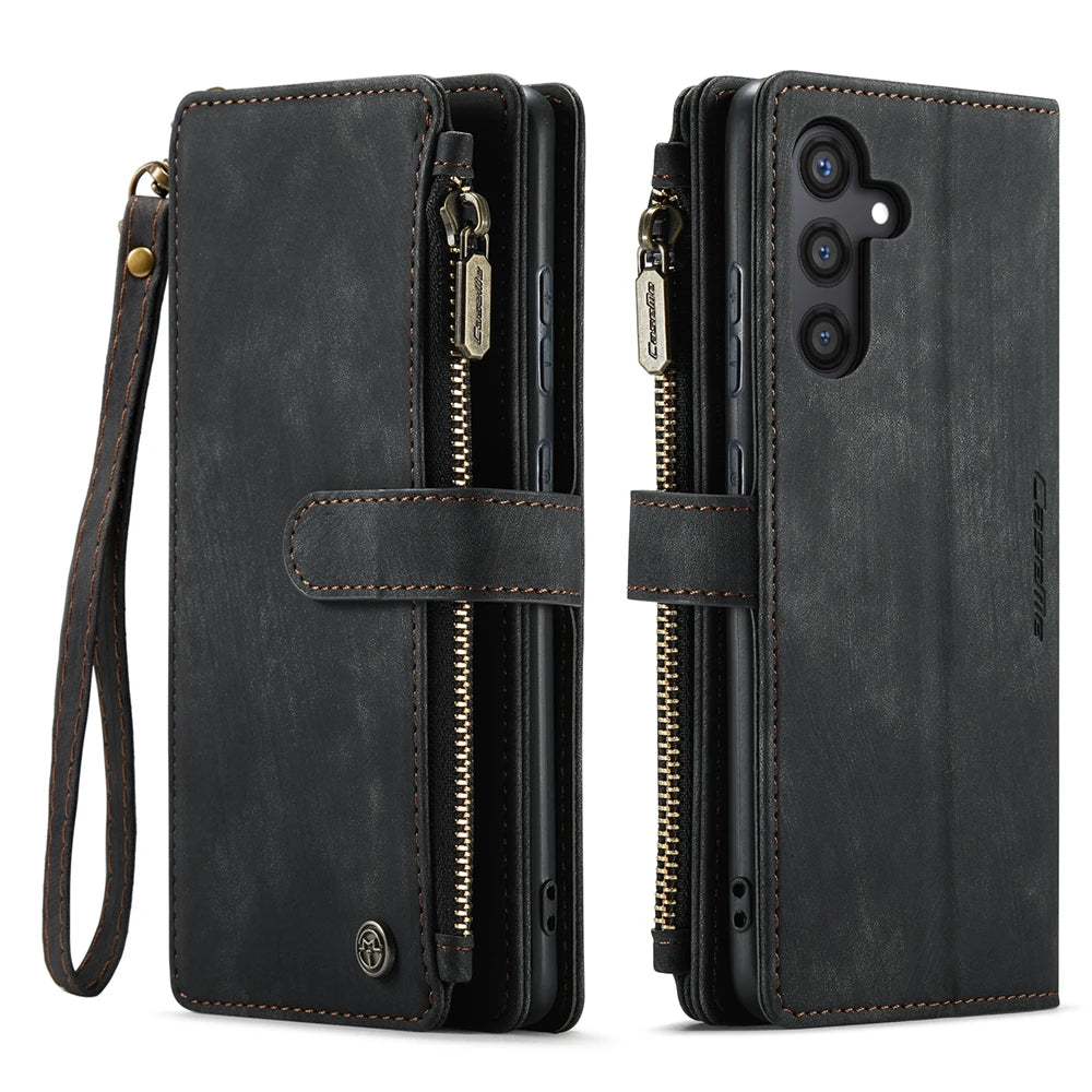 Leather Zipper Wallet Case For Samsung Galaxy A14 A15 A16 A17 A24 A25 A33 A34 A35 A36 A53 A54 A55 A56 A71 A72 4G 5G Phone Cover