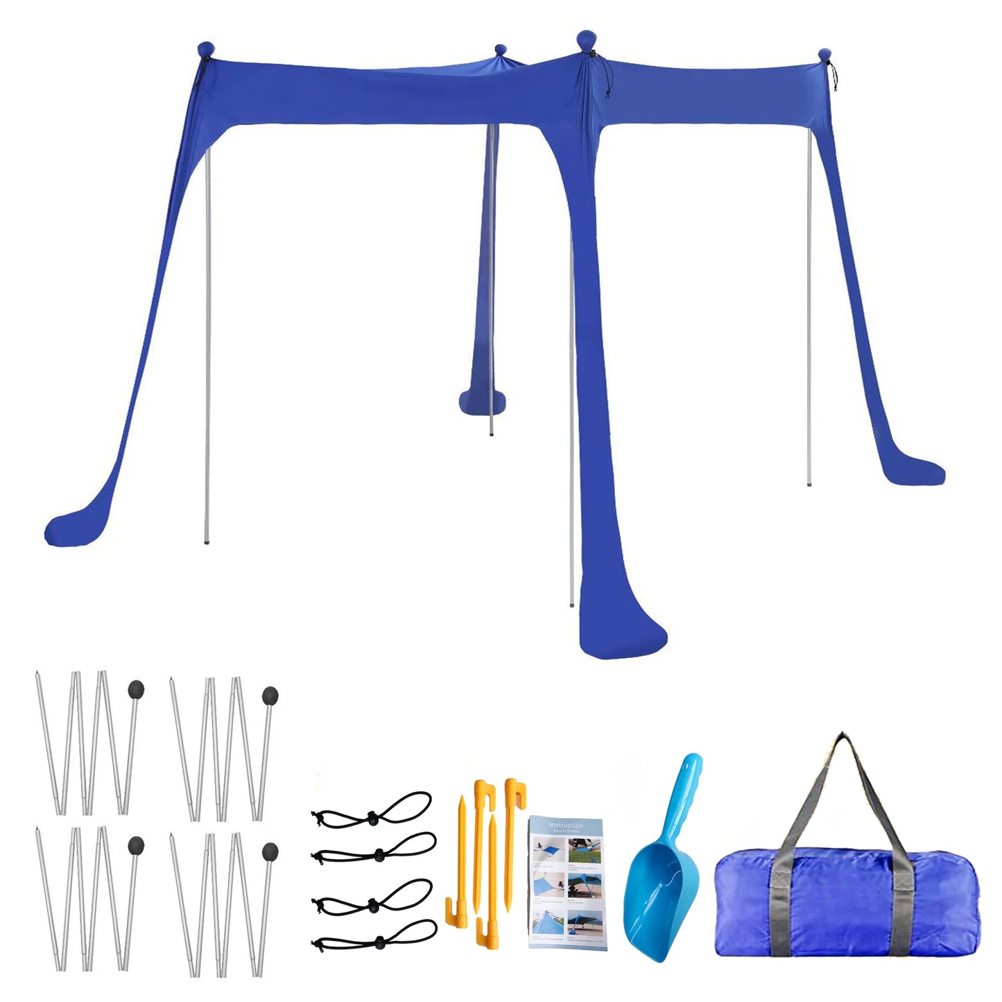 Family Beach Canopy ,Large Beach Sunshade Tent with Stability Poles,UPF50+Outdoor Shade for Beach,Camping,Party or Picnics