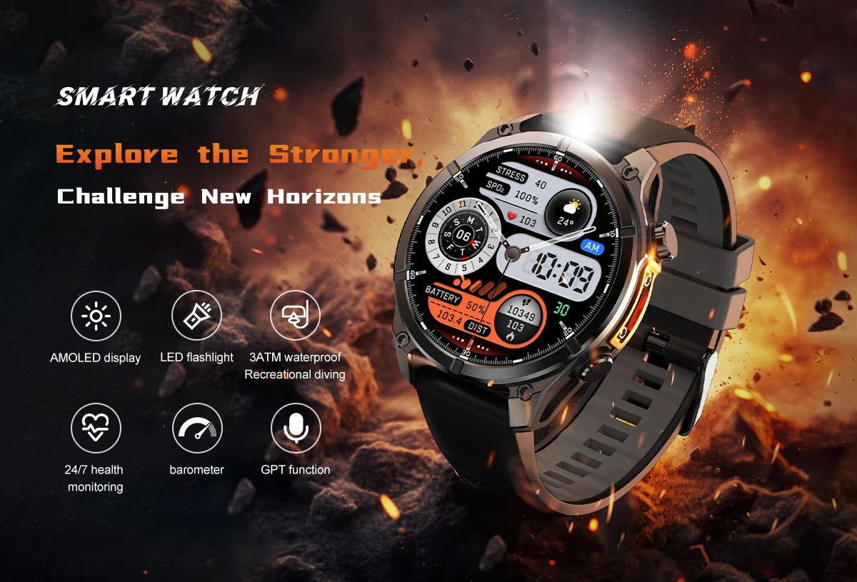 2026 HD300 Smart Watch AMOLED Path 5.4Bluetooth Chat AI GPT Waterproof Health Watches Bluetooth Call Travel Diving Smartwatch