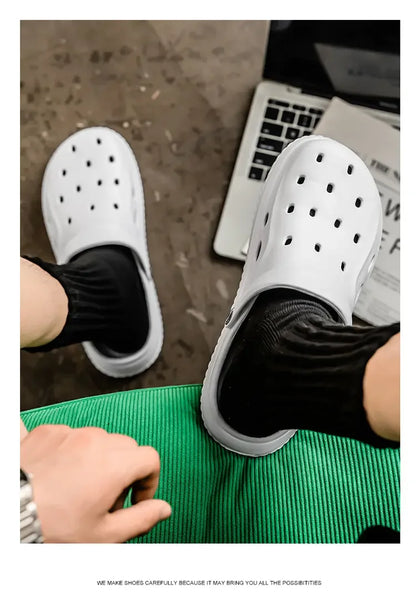YUYIN Mens Summer Beach Sandals Casual Garden Clogs Outdoor Wide Toe Cross Sandals for Ladies Non Slip House Shower Slippers
