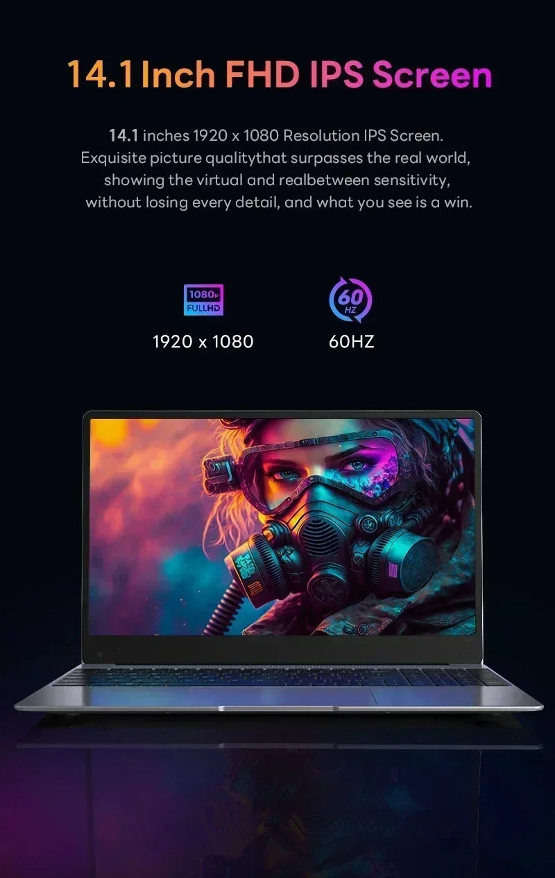 2026 14.1 Inch Ultra Thin Laptop 2026 Win11 Intel I9-9880H DDR4 16GB/32GB RAM 2TB SSD Portable Business Notebook